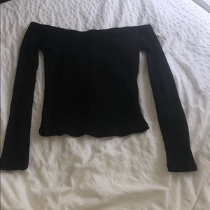 Black off the shoulder long sleeve top